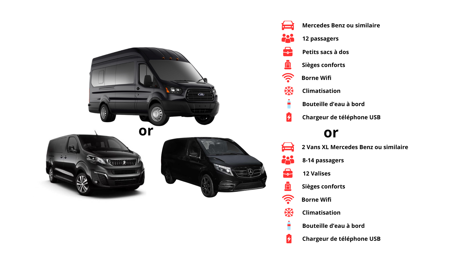 Sprinter (12 Passagers) ou 2 Vans (8 à 14 Passagers)